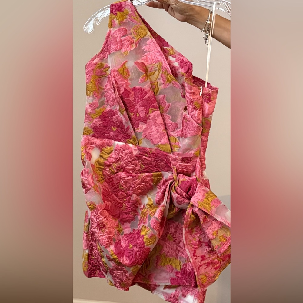 Floral Pink Prom Dress